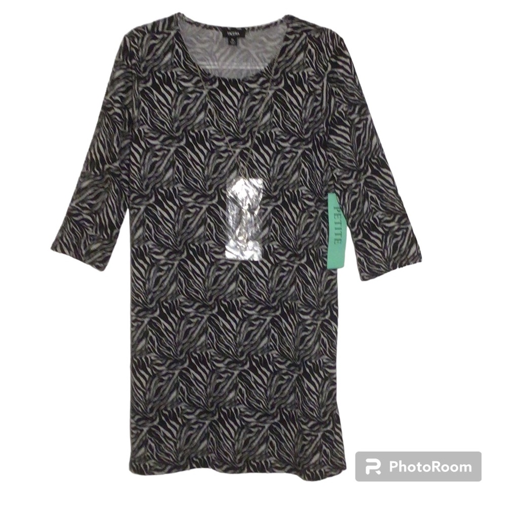Tacera Black and Gray 3/4 Sleeves Sweater Dress Size PL
